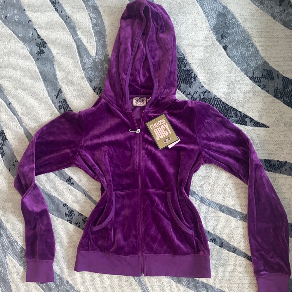 Vintage brand new juicy couture, velour purple zip up